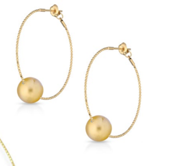 ORECCHINI FLESIBILI IN ORO GIALLO18 KT CON PERLE AUSTRALIANE GOLD DI COSCIA